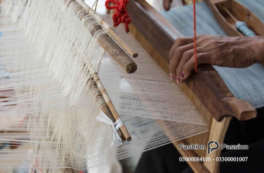 Kamalia Khaddar handloom weaving on a traditional loom — pure cotton threads
